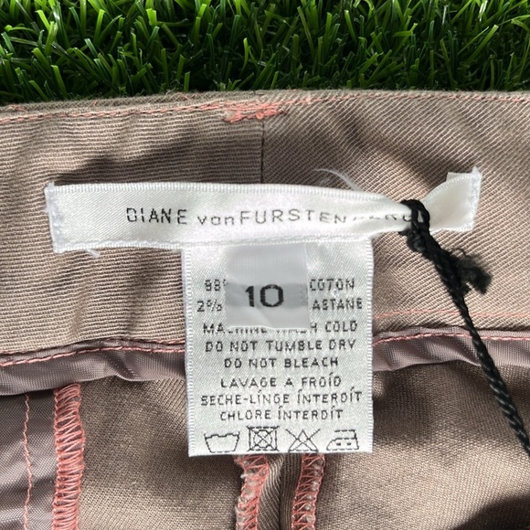 DIANE VON FURSTENBERG Designer Catesby Wide Leg Khaki Pants size 10 - Picture 6 of 12